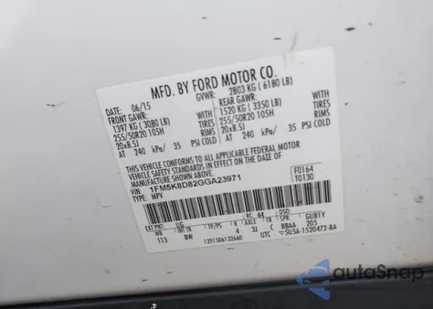 2016 Ford Explorer Xlt from USA, damaged, VIN 1FM5K8D82GGA23971